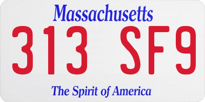 MA license plate 313SF9