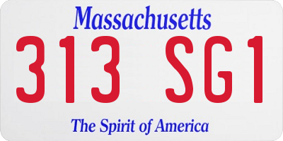 MA license plate 313SG1
