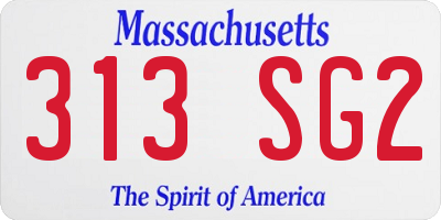 MA license plate 313SG2