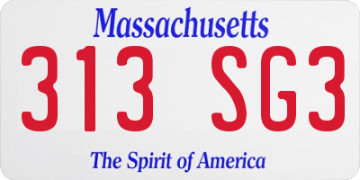 MA license plate 313SG3