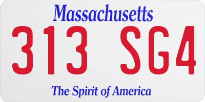 MA license plate 313SG4