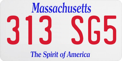 MA license plate 313SG5