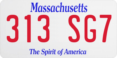 MA license plate 313SG7