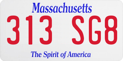 MA license plate 313SG8