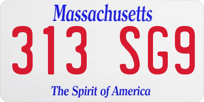 MA license plate 313SG9