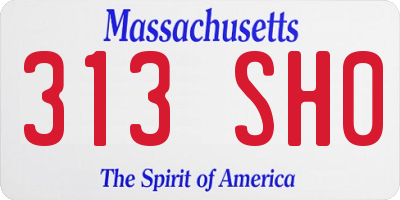 MA license plate 313SH0