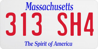 MA license plate 313SH4