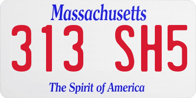 MA license plate 313SH5