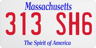 MA license plate 313SH6