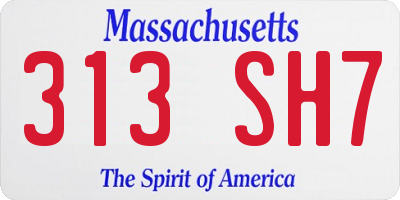 MA license plate 313SH7