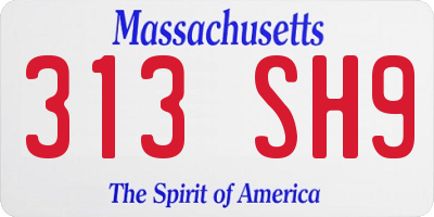 MA license plate 313SH9