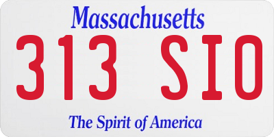 MA license plate 313SI0