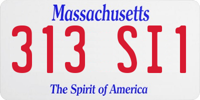 MA license plate 313SI1