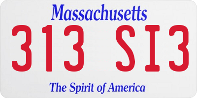 MA license plate 313SI3
