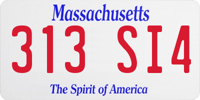 MA license plate 313SI4