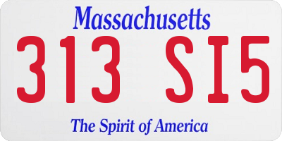 MA license plate 313SI5