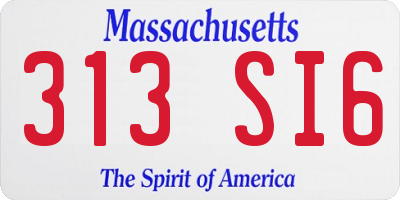 MA license plate 313SI6