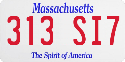 MA license plate 313SI7