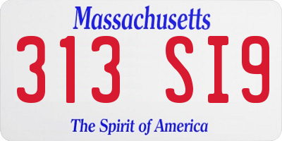 MA license plate 313SI9