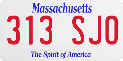 MA license plate 313SJ0