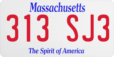 MA license plate 313SJ3