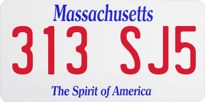 MA license plate 313SJ5