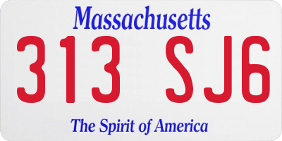 MA license plate 313SJ6