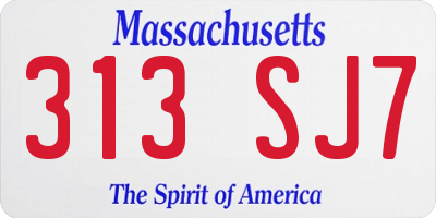 MA license plate 313SJ7