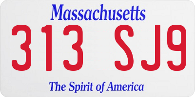 MA license plate 313SJ9