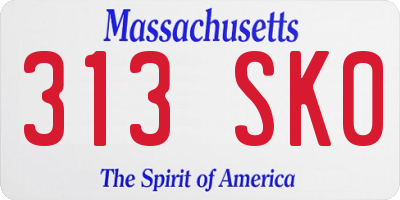 MA license plate 313SK0