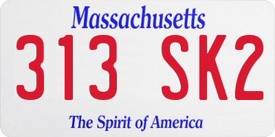 MA license plate 313SK2
