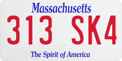 MA license plate 313SK4