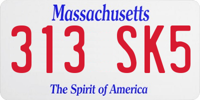 MA license plate 313SK5