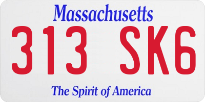 MA license plate 313SK6