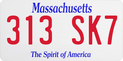 MA license plate 313SK7