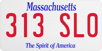 MA license plate 313SL0