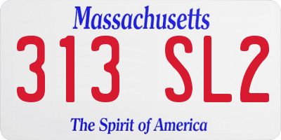 MA license plate 313SL2
