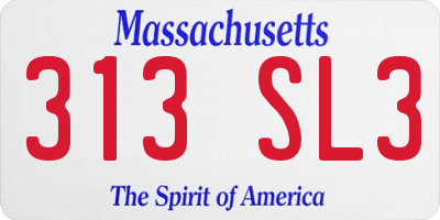 MA license plate 313SL3
