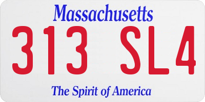 MA license plate 313SL4