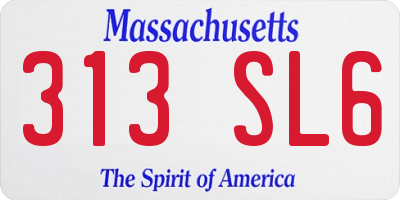 MA license plate 313SL6