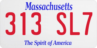 MA license plate 313SL7