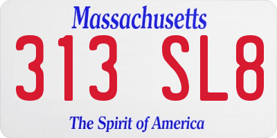 MA license plate 313SL8