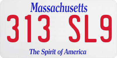MA license plate 313SL9