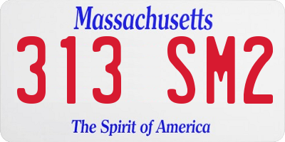 MA license plate 313SM2