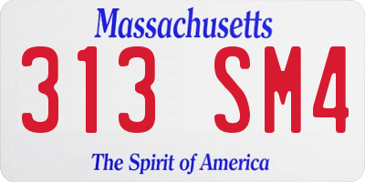 MA license plate 313SM4