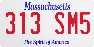 MA license plate 313SM5
