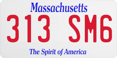 MA license plate 313SM6