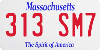 MA license plate 313SM7