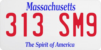 MA license plate 313SM9