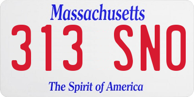 MA license plate 313SN0